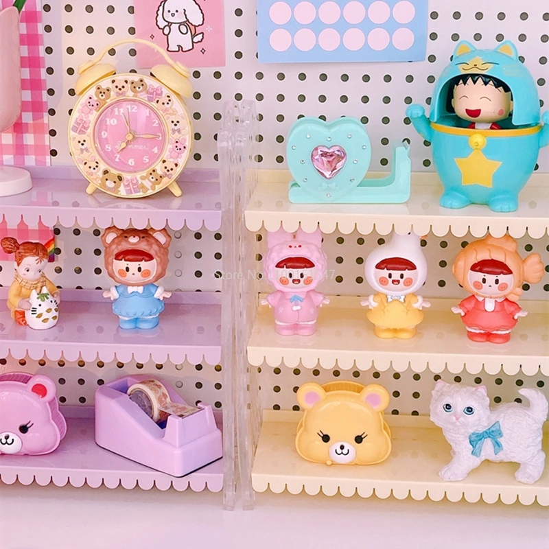 デカール パステル デスク ピンク 飾り棚 フレッシュレース3層棚ピンクガールデスクトップドールラック