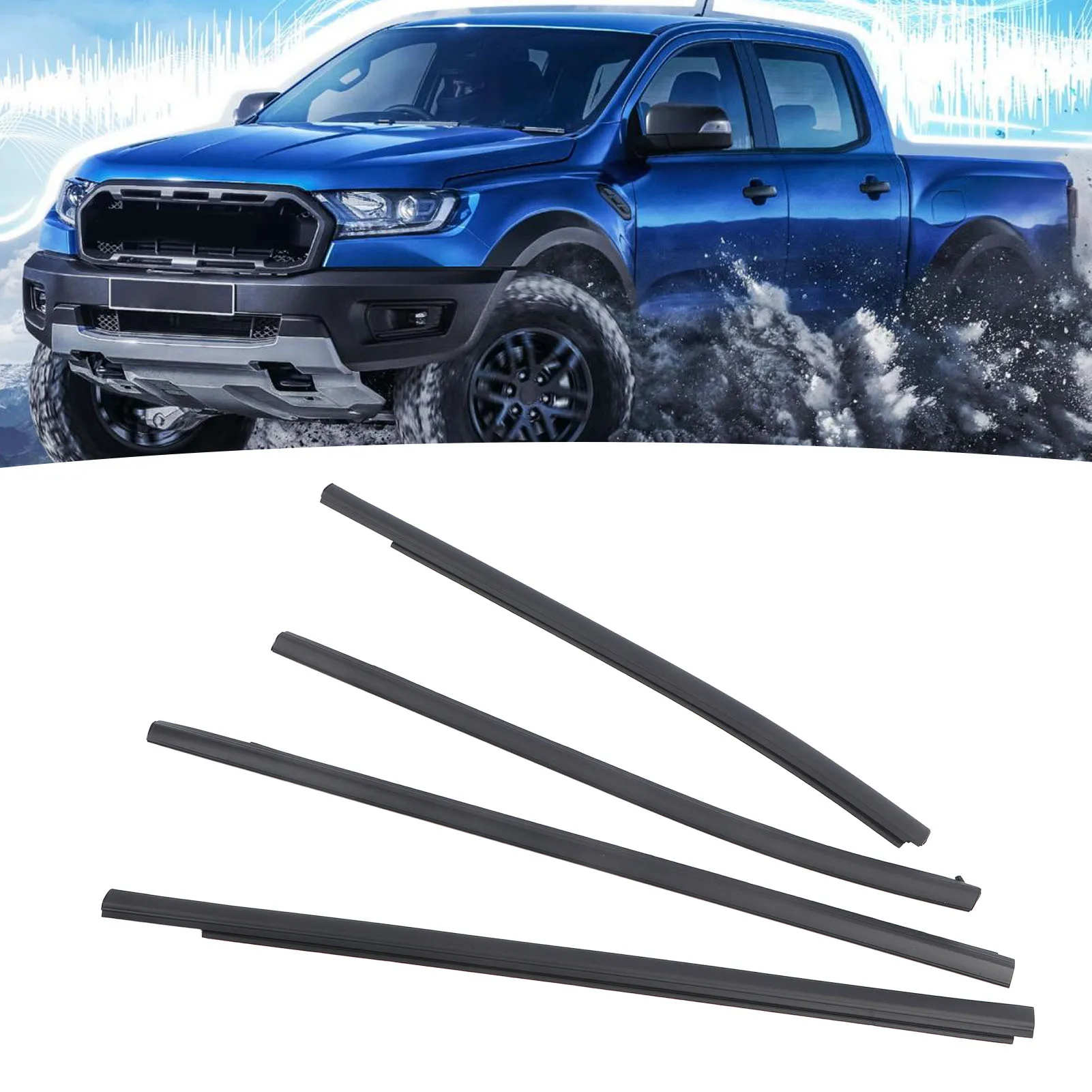 New 4Pcs Car Door Window Strip Rubber Anti Aging AB3926201A38AE Reduce Noise Car Door Window Moulding Trim for Ranger PX2 PX3