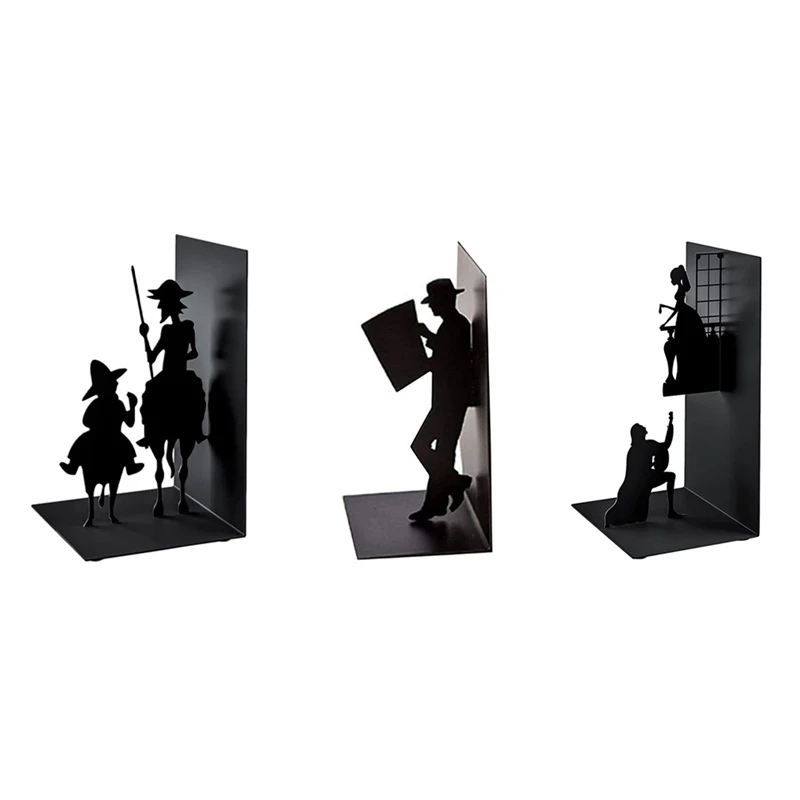 

A Iron Figure Bookends Reading Book Support Retro Non-Skid Book Ends Stoppers For Shelves Home Office Desktop Decor
