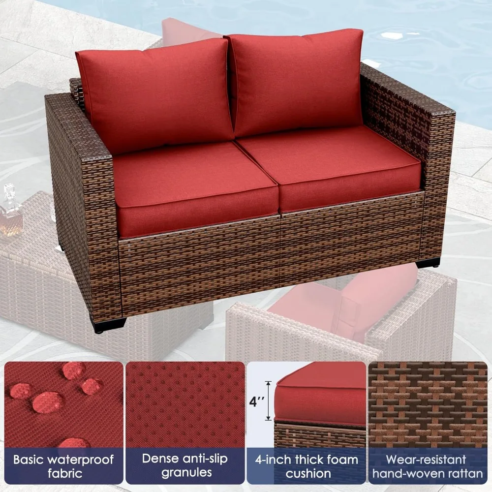 Outdoor Patio Furniture Set, 5 Pieces Outdoor Sectional Wicker Patio Furniture, Outdoor Sofa with Storage Coffee Table 4