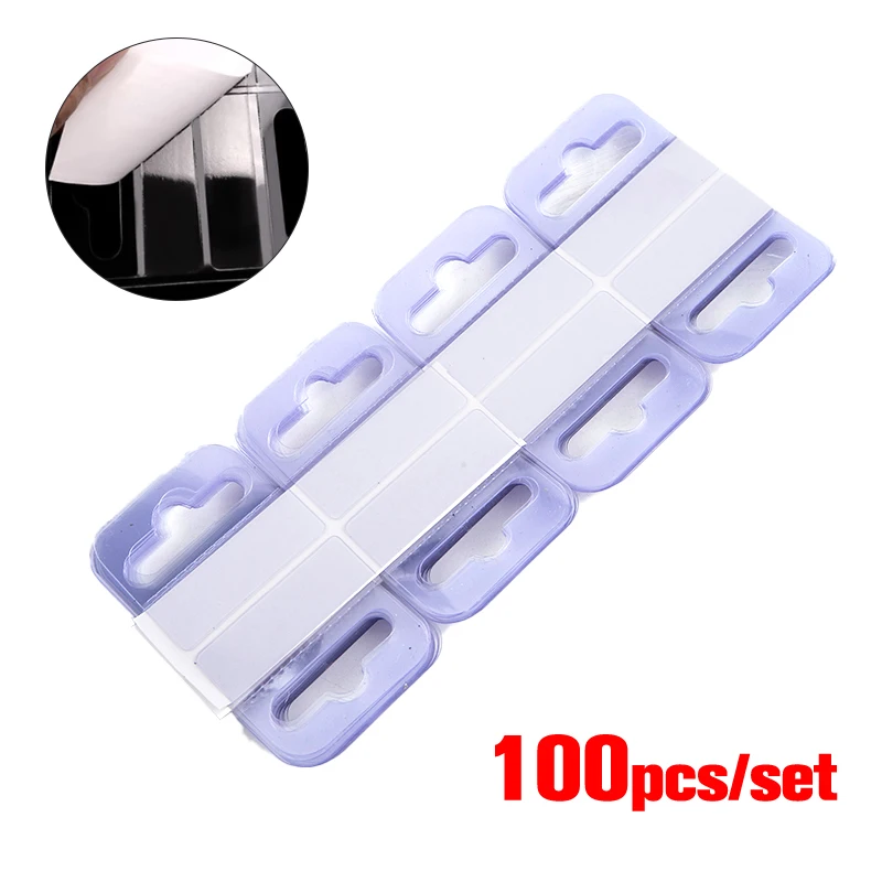 

100pcs PVC Slot Hole Adhesive Hang Tabs Tag Merchandise Box Bag Peghooks Display