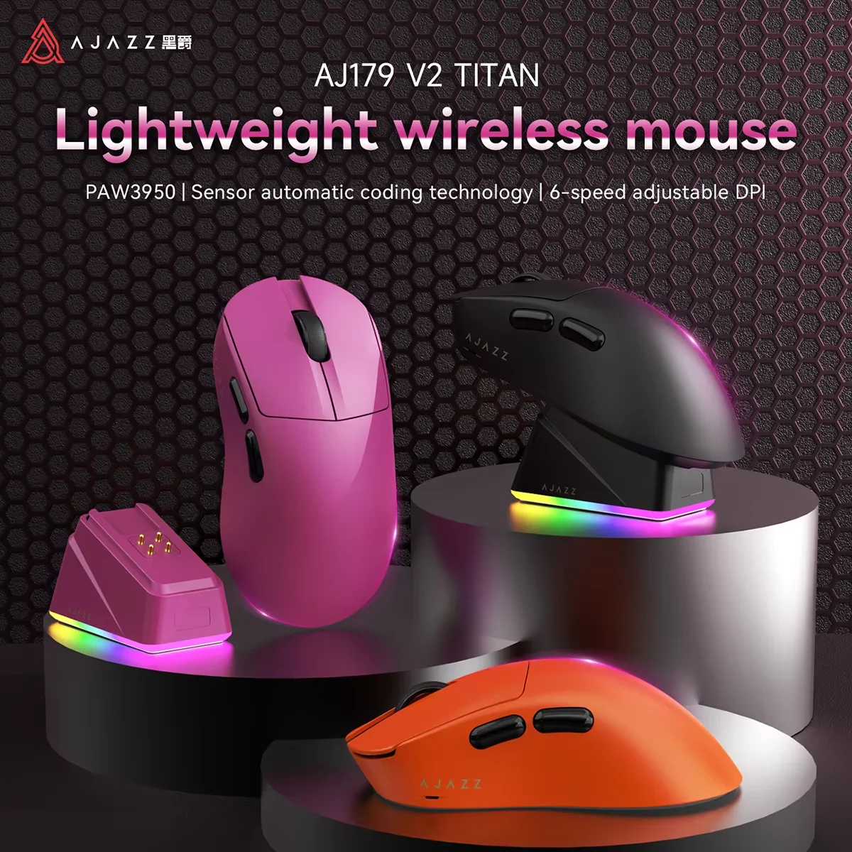 AJAZZ AJ179 APEX/TITAN Wireless Gaming Mouse PAW3950 42000DPI 8Khz