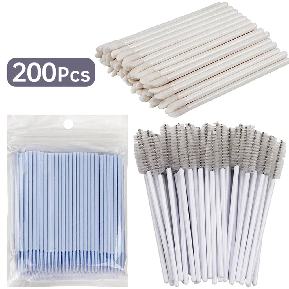 200pcs Eyelash Extension Special Eyelash Removal Brush Micro Brush Eyelash Brush Lipline Cotton Brush for Eyelash Extension Tool 6