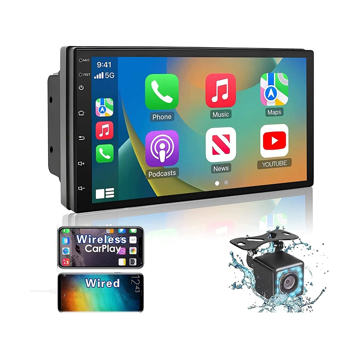 

Автомагнитола Carplay, 2 + 32 ГБ, 7 дюймов, Bluetooth,FM-приемник, камера, зеркальная связь, GPS