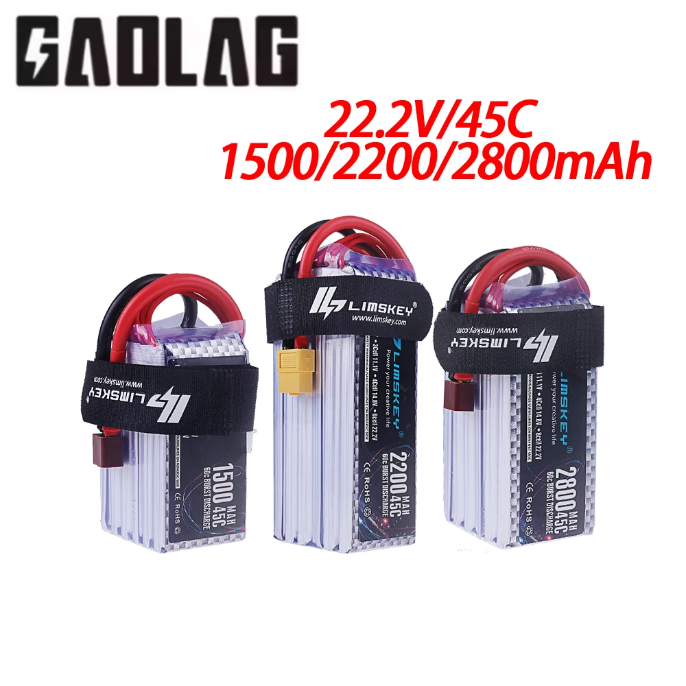 Batterie LiPo 6S 22.2V 45C 1500/2200/2800mAh XT60 XT90 pour Drone RC