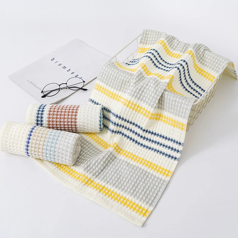 70x140cm pure cotton thickened household towel Not falling off soft absorbent adult towel colorful Striped adult bath towel