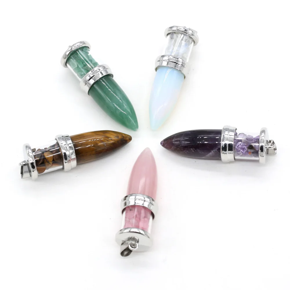 6PCS Wholesale Price Bullet Shaped Natural Crystal Gravel Reiki Healing Jewelry Making DIY Necklaces Earrings Accessories Gifts