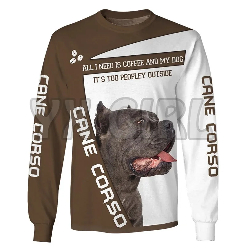 Tutto Ciò Di Cui Ho Bisogno È Caffè E Il Mio Cane Divertente Cane Corso 3D All Over Felpe Stampate Uomo Per Donna Pullover Unisex Top 01