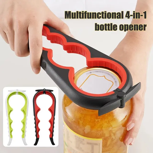 Can Opener Multi Functional Four In One Beverage Bottle Opener Cap Twister Four Position Can Opener Anti Slip Cap Twister 1