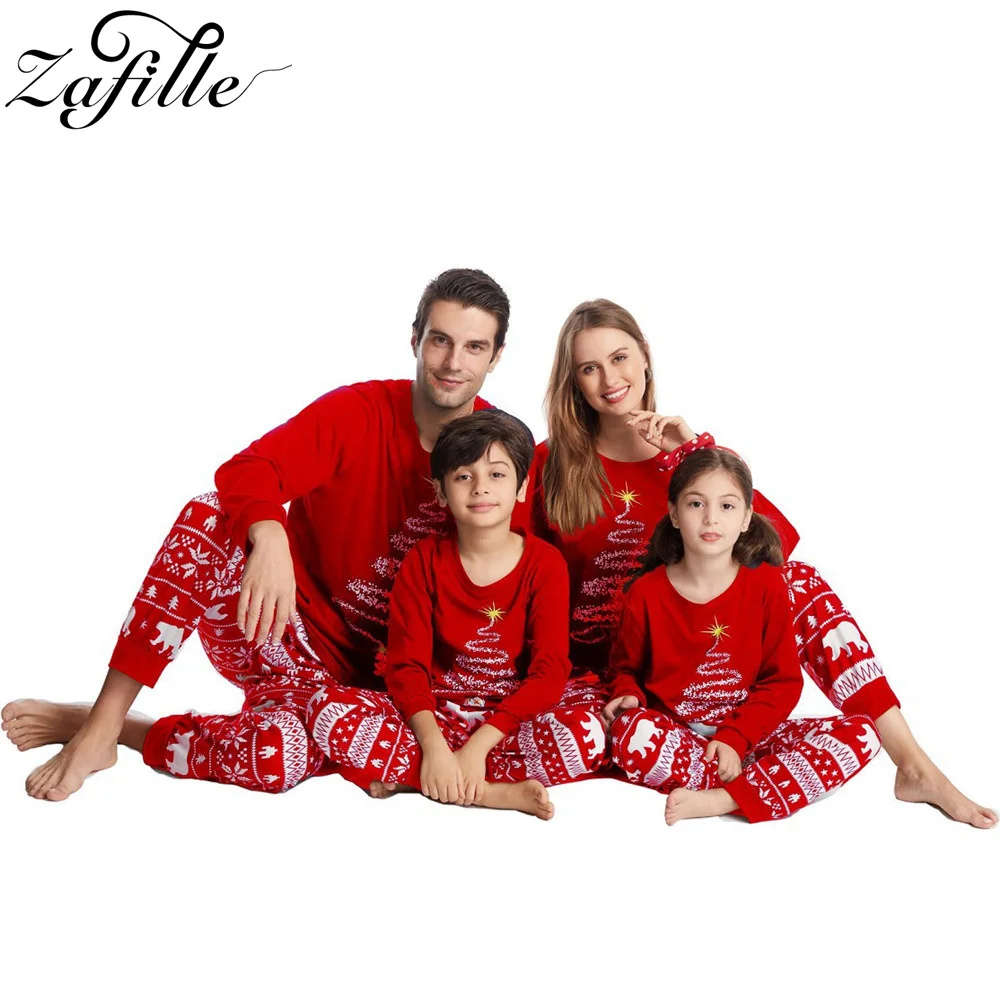 thumbnail image 4 of ZAFILLE Conjuntos familiares a juego para Año Nuevo, 100 % algodón, ropa para madre e hija, estampado de árbol de Navidad, ropa para padre e hijo, 4 of 5