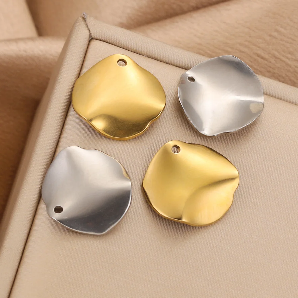 Stainless Steel Curved Hammered Irregular Dangle Pendant DIY Geometric Jewelry 2