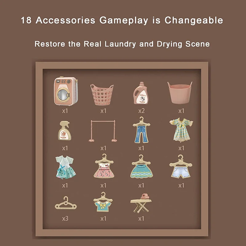 Pretend Play House Appliances Washing Machine Toy Kids Washer and Dryer Playset Electronic Laundry Toy with Realistic Sounds