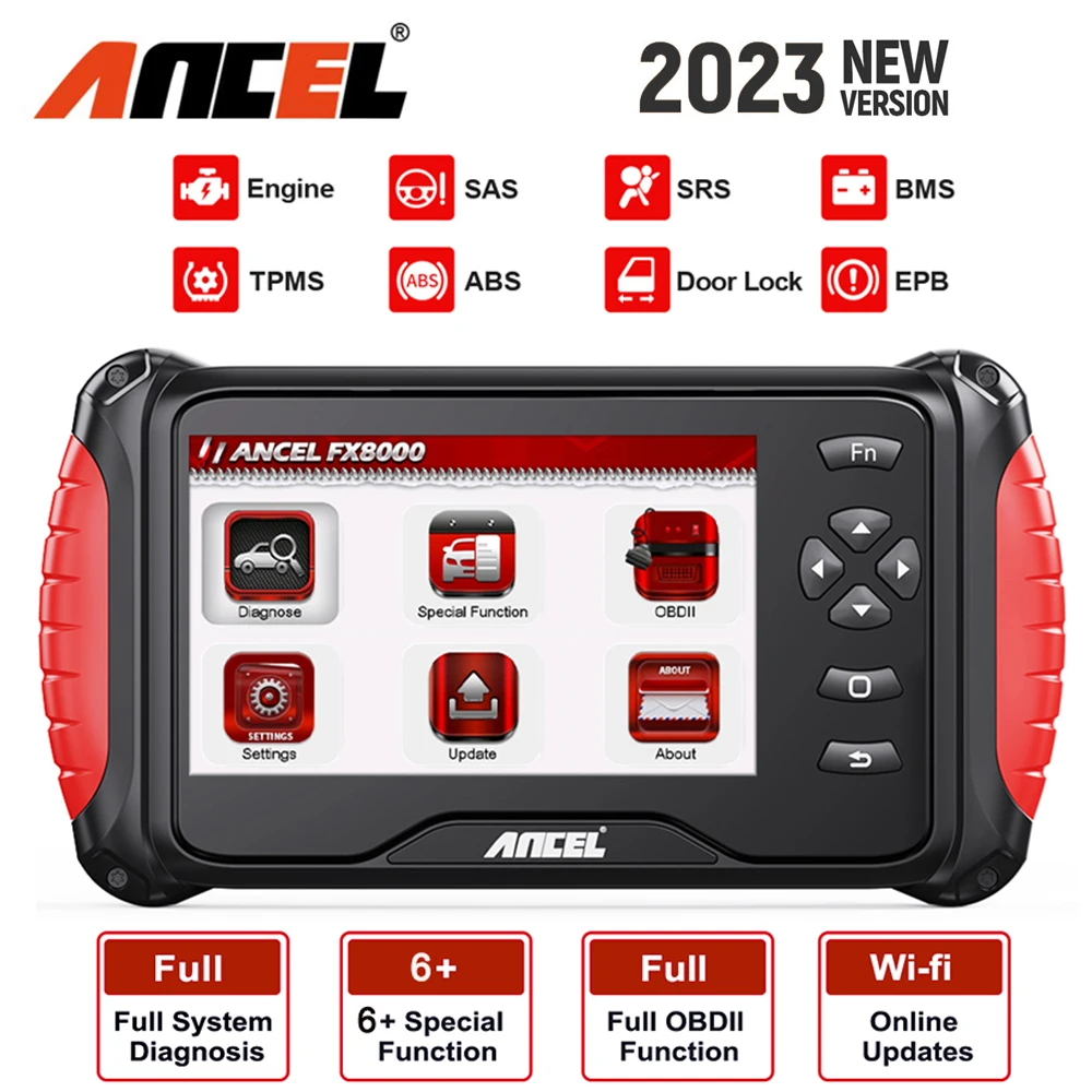 Автомобильный сканер ANCEL FX8000 OBD2, диагностический прибор для считывания кодов двигателя TPMS Oil ABS SRS EPB BAT, сброс всех систем