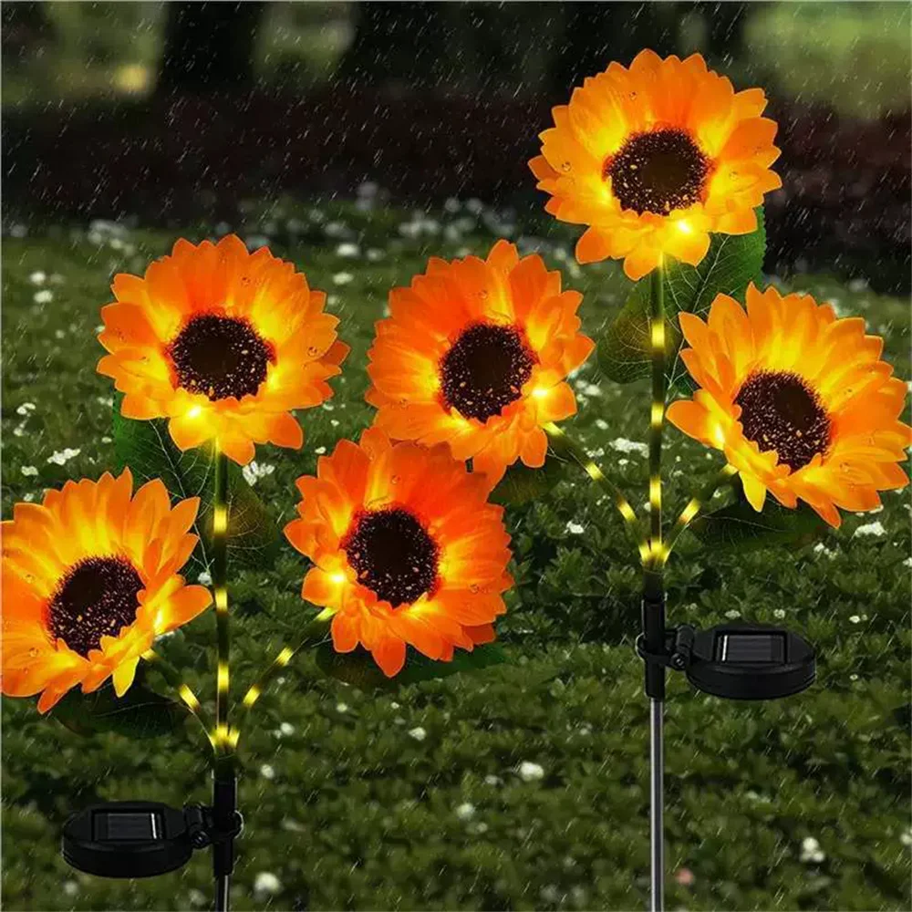 Sunflower Solar LED Garden Lights - Decorative Outdoor Lighting for Weddings, Parties, Holidays, and Home Gardens