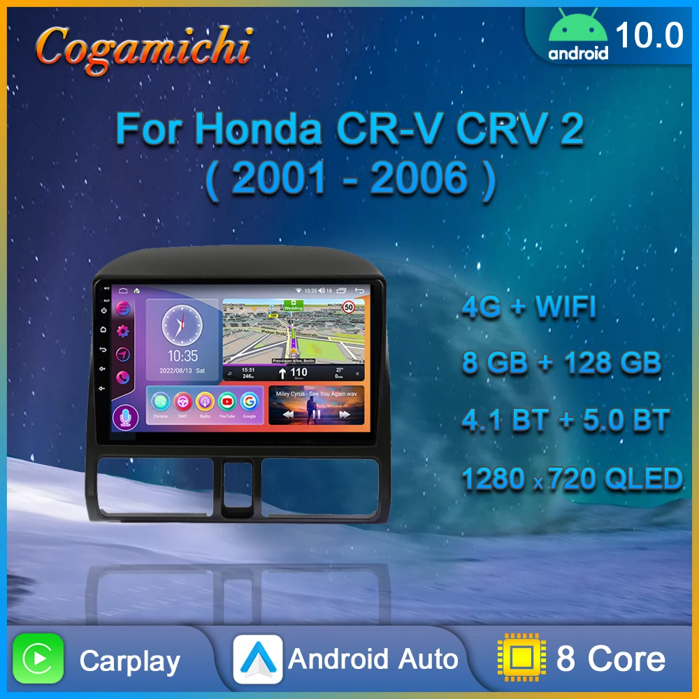 

For Honda CR-V CRV 2 2001 - 2006 Android Car Radio Multimedia Video Player Navigation GPS Carplay Touch Screen Auto Stereo 8CORE