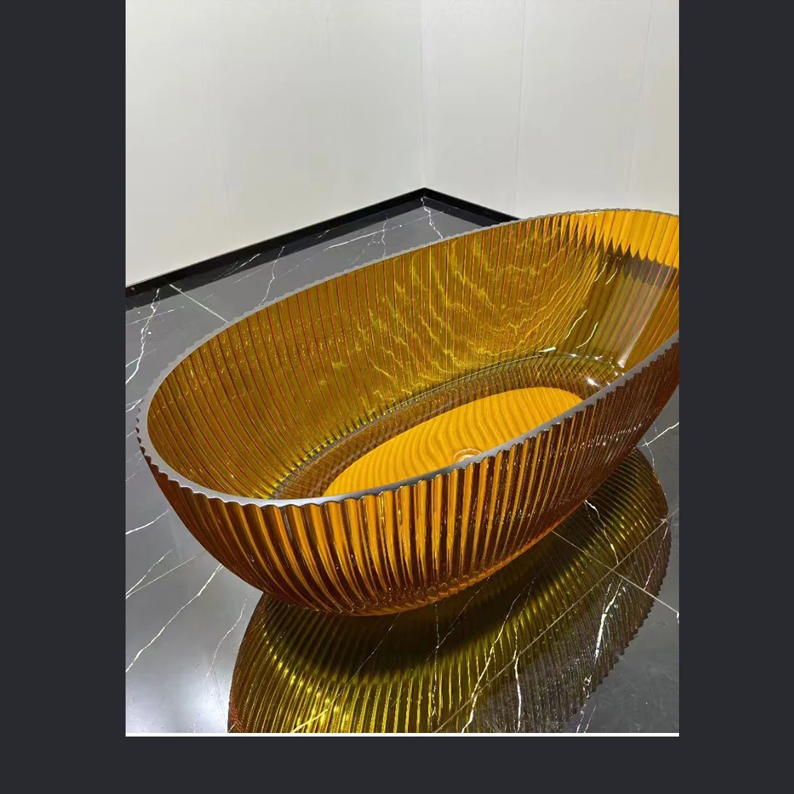 1700x850x580mm Oval Resin Colourful Transparent Tub Freestanding Floor Mounted Bathtub  BV1071 4