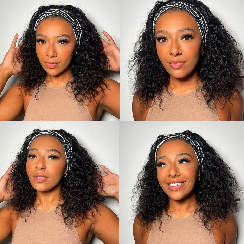 Afro Kinky Curly Human Hair Headband Wig For Black Women 250% Density Brazilian Remy Full Machine Made Wear and Go Glueless Wig 3