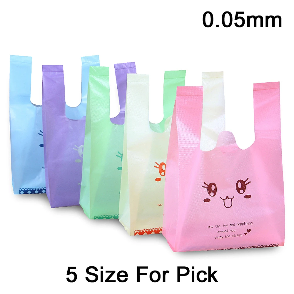 10 Pcs/Pack Five Color Supermarket Shopping Bag Vest Bag Plastic