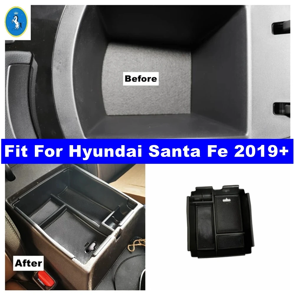 

Central Armrest Storage Box Secondary Storage Center Console Organizer Compatible For Hyundai Santa Fe 2019 - 2021 Accessories