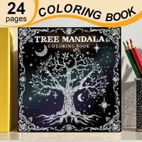 TREE MANDALA Coloring Book 24 Pages For Adults And Teens Mandala Art Theme Kill Time Graffiti Painting Drawing Gift 1