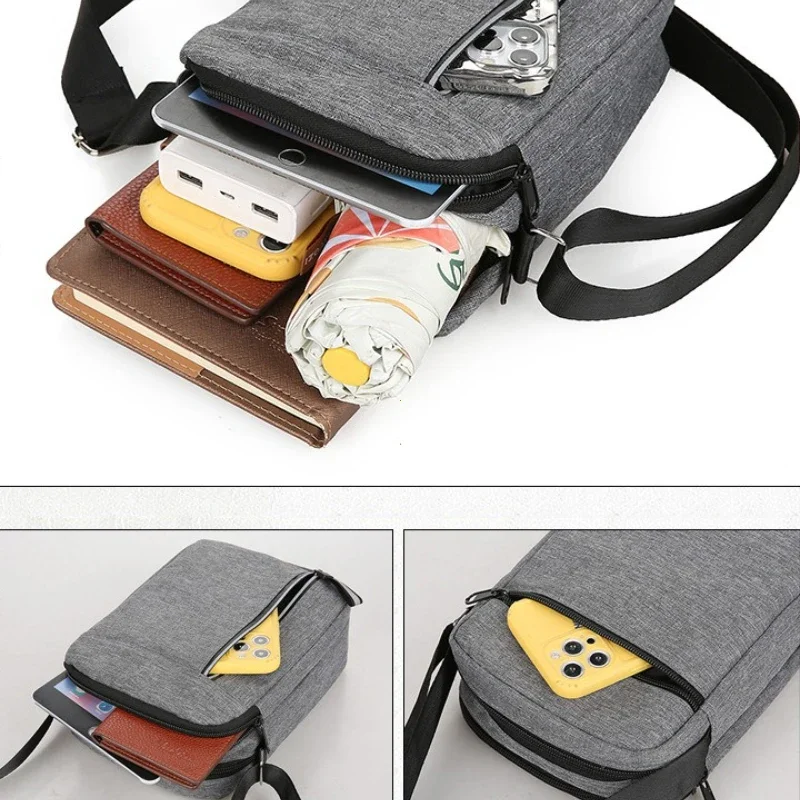 Large Capacity Crossbody Bag For Men Durable Casual Nylon Waterproof Handbag Messenger Bag Travel Male Fashion Shoulder Bag