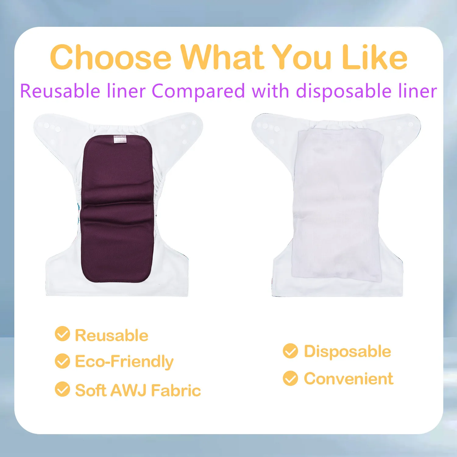 10pcs per pack 1-layer AWJ liners ALVABABY Nappy Liners Infant Baby Reusable Athletic Wicking Jersey Cloth for diaper liners
