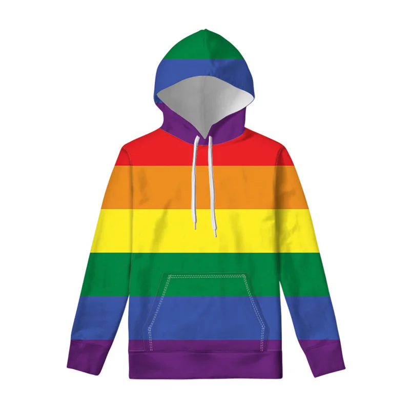 thumbnail image 1 of Sudadera con capucha con estampado de rayas de arcoíris para hombres y mujeres, sudadera con capucha con estampado 3D del orgullo gay LGBT, sudadera con capucha de manga larga, sudaderas de calle, 1 of 5