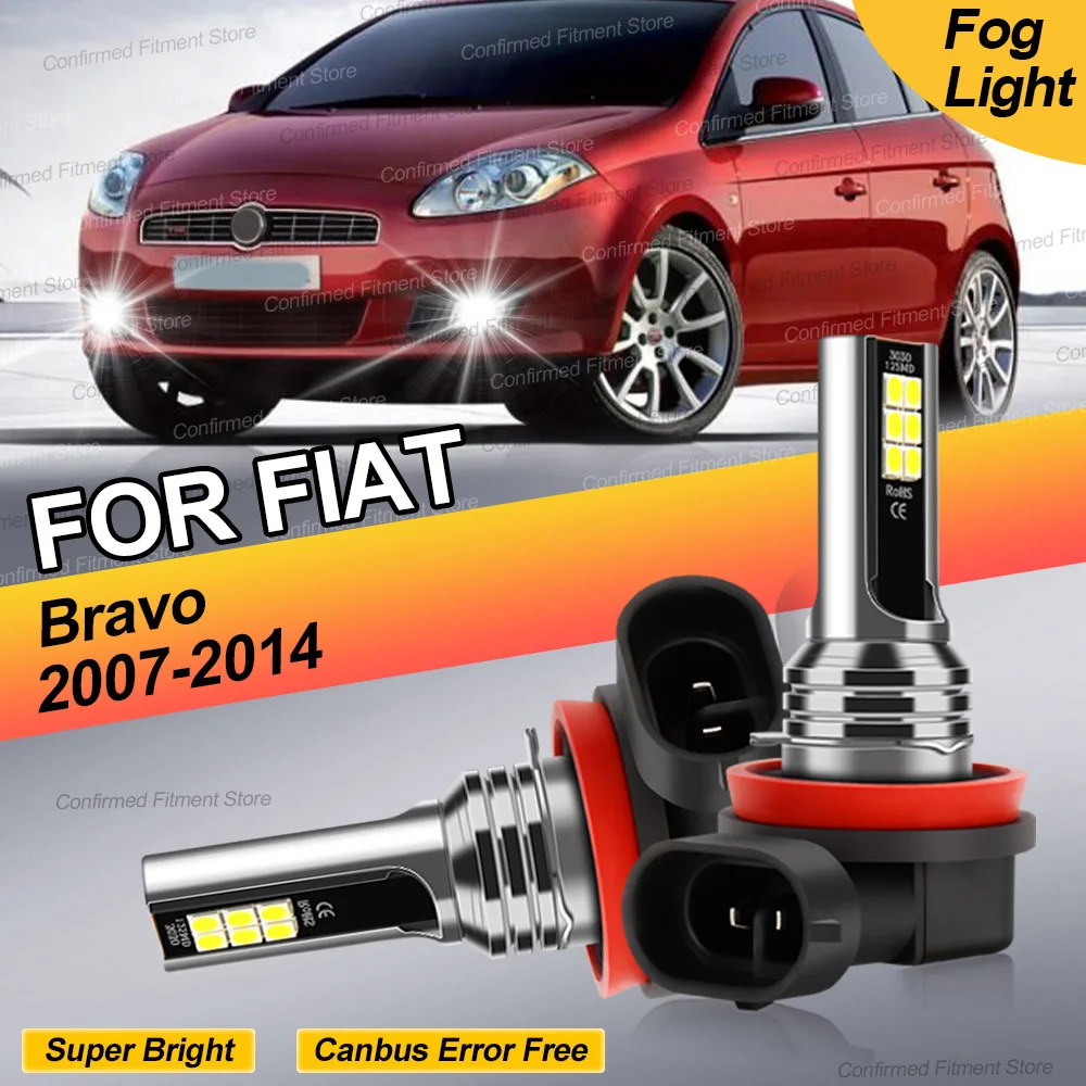 LED Fog Light Plug And Play LED Fog Bulb Canbus Error Free H11 Auto LED Front Fog Lamps 6000K for Fiat Bravo 2007-2014