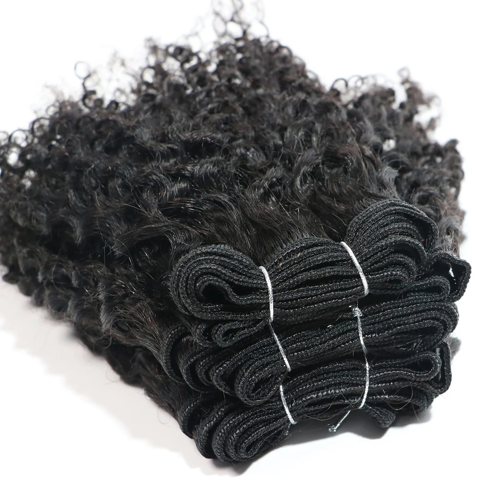 6Pcs Jerry Curly Human Hair Bundles Natural Color Brazilian Hair Weave Bundles Short Remy Human Curly For Women