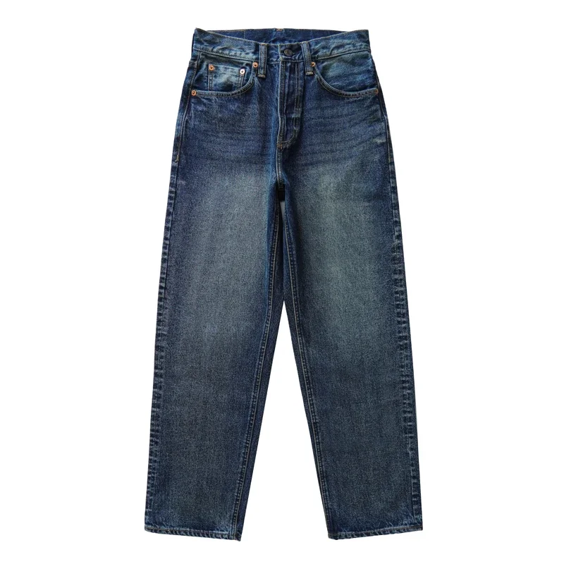 Sauce Zhan 317XX  mans Jeans Selvedge Denim Jeans for Men brow Double-sided dyeing Distressed Wash Loose Fit Wide Leg 14.5 Oz 5