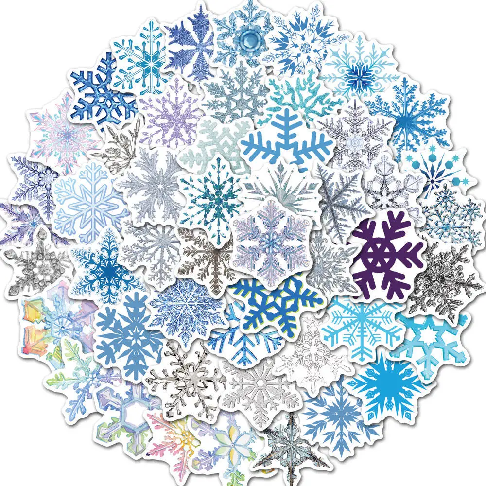 10/30/50PCS Christmas Snowflake Waterproof Graffiti Sticker Aesthetic Decorative Luggage Laptop Journal Scrapbook Kids Stickers