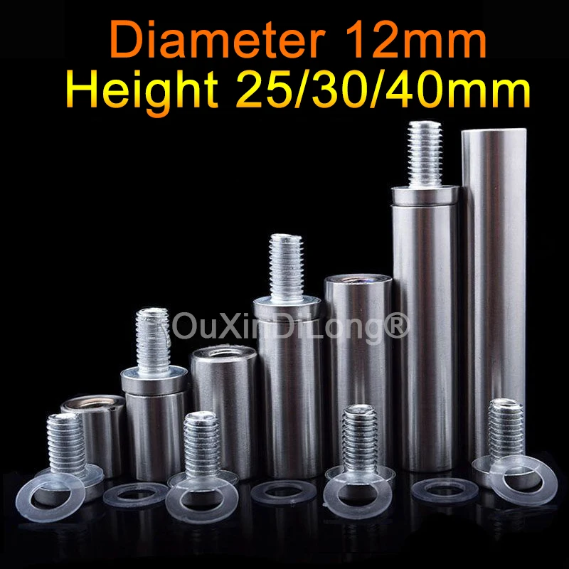 

200PCS Diameter 12mm Stainless Steel Stand Off Advertisement Fixings Screws Hollow Standoffs Sign Acrylic Billboard Nut GF1062