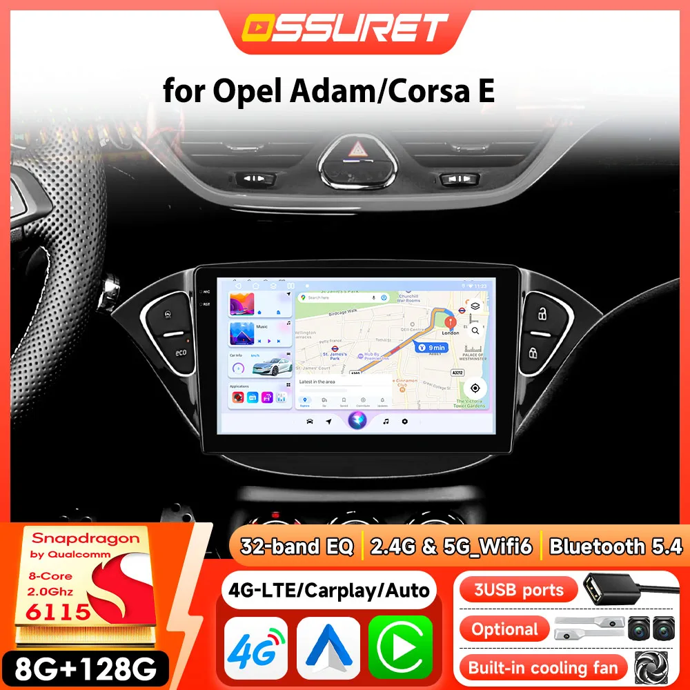 Multimedia inteligente para coche Opel Adam 2013-2016 para Opel Corsa E 2015-2019 estéreo Carplay Android Auto DSP de Snapdragon 6115 1