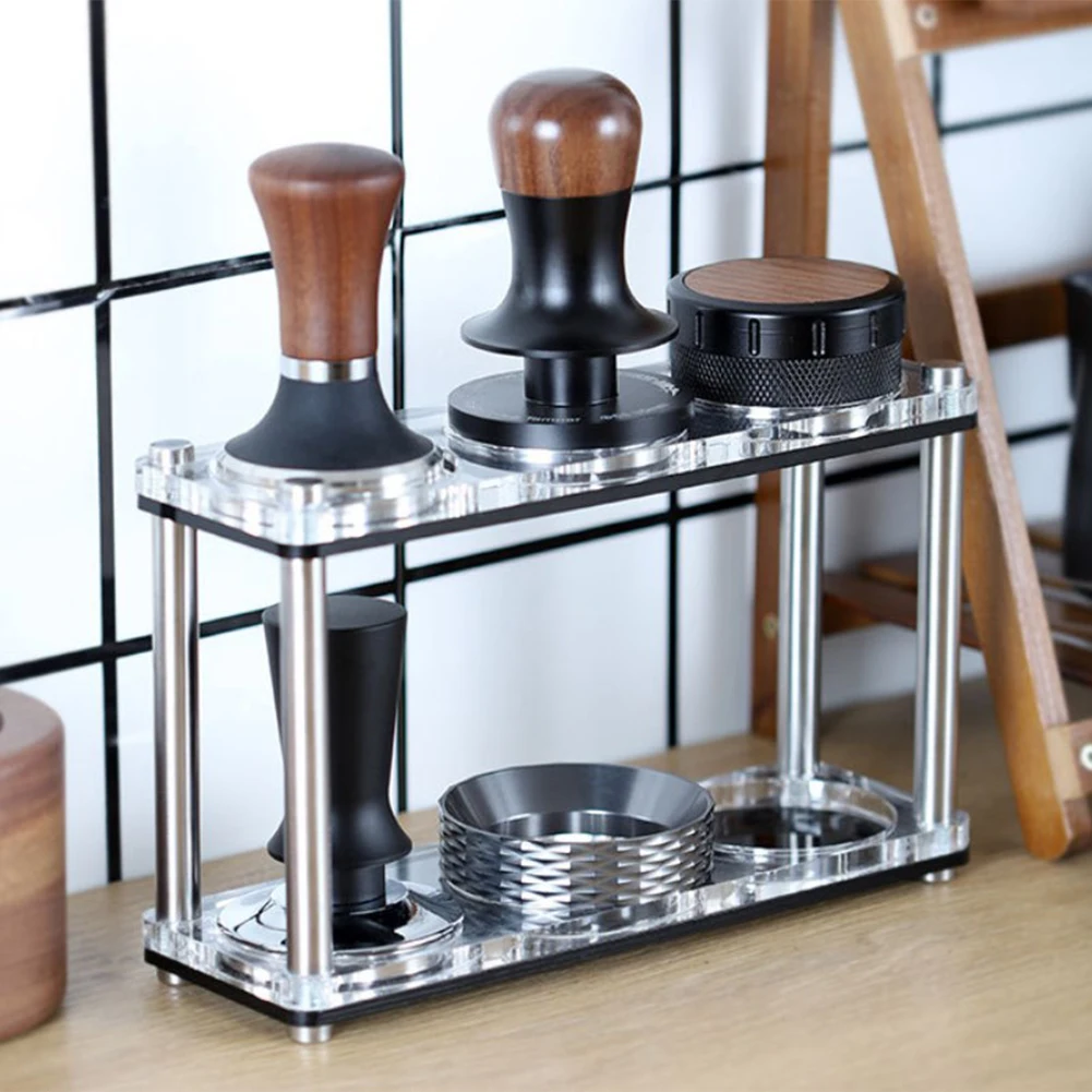 

Acrylic Coffee Tamper Holder Filter Stand Espresso Tools Accessories Organizer Bottomless Coffee Portafilter Tools Rack