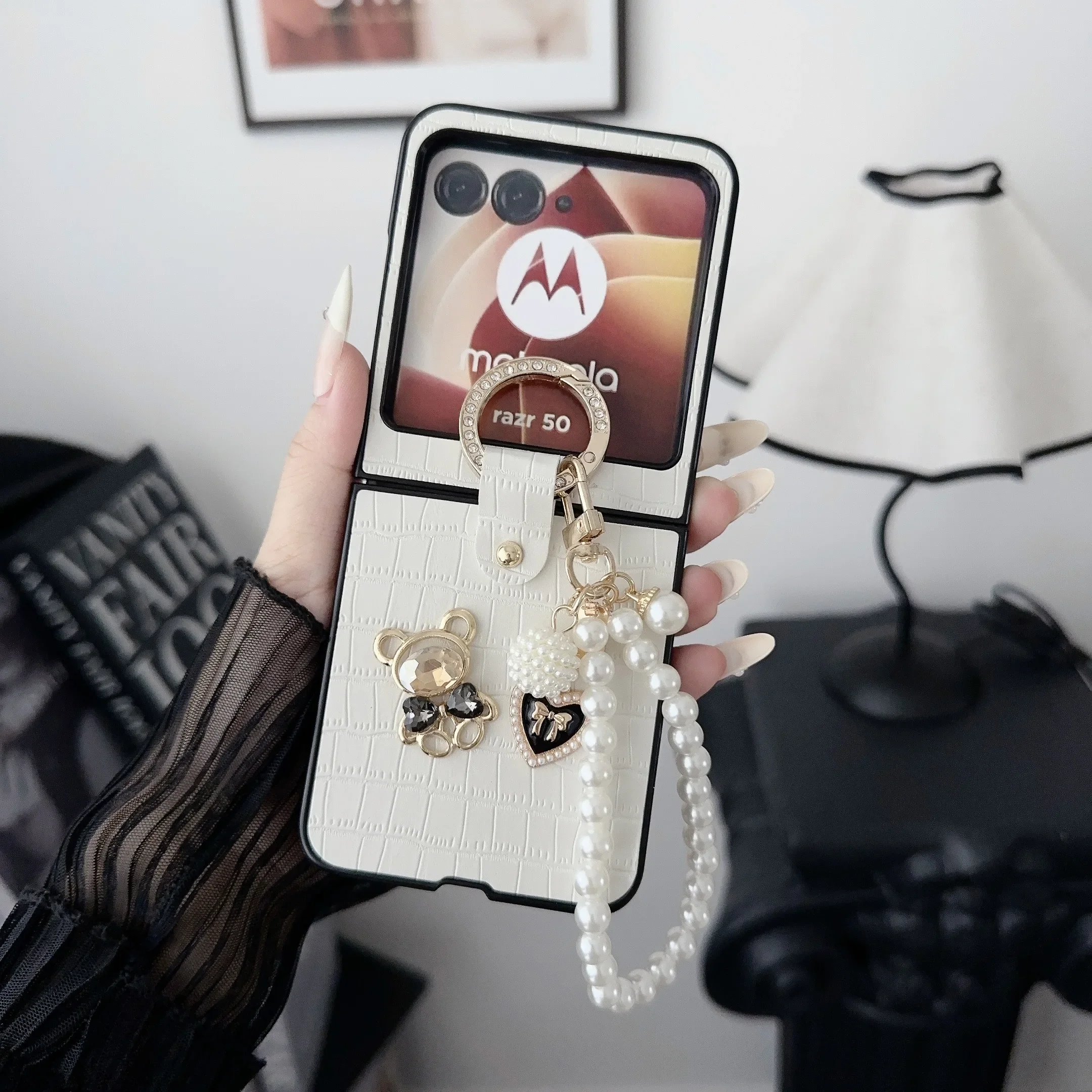 Luxury Faux Leather Lanyard Folding Shockproof Protective Hard Case Cover