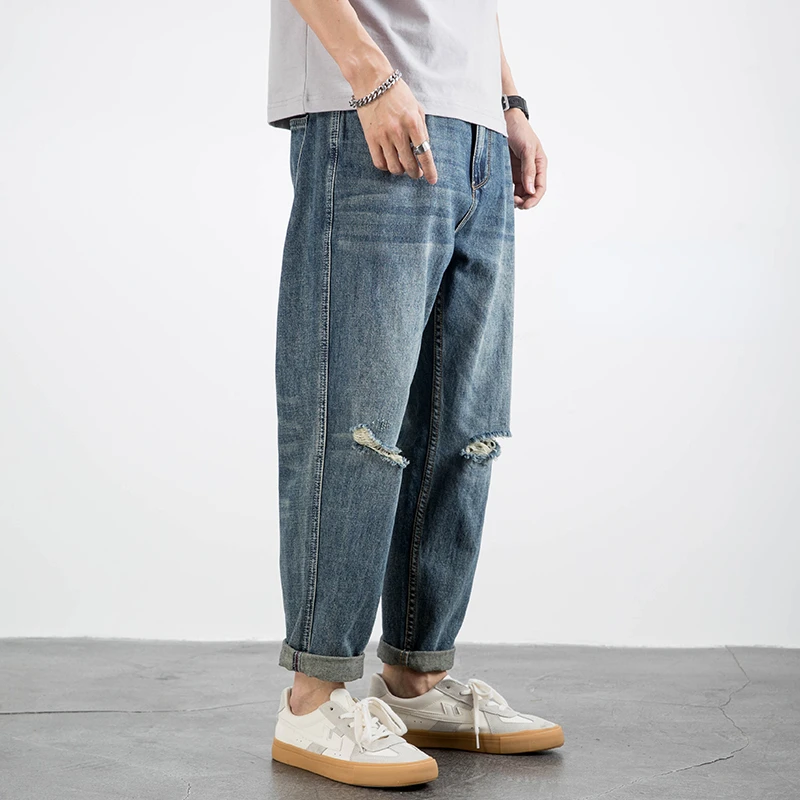 

2022 New Streetwear Baggy Denim Jeans for Men Clothing Man Casual Straight Pants Men's Jeans Casual Male Trousers Mens Z141
