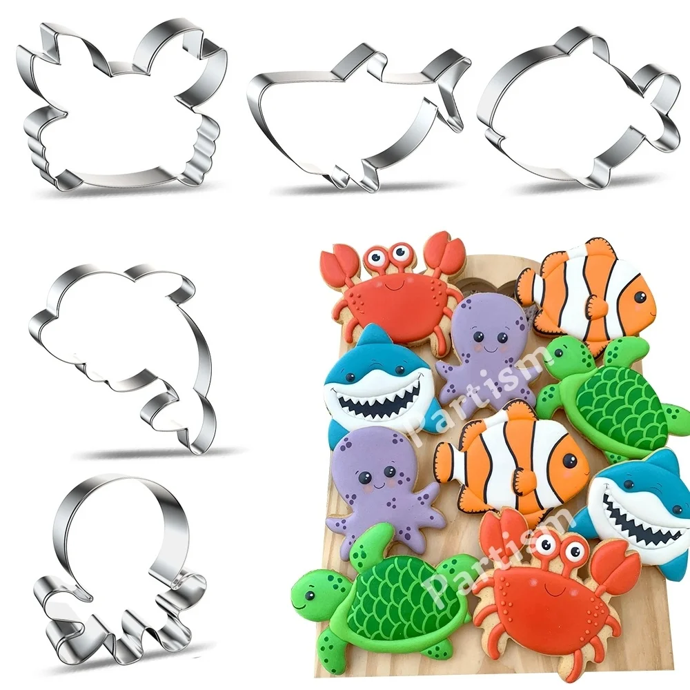 Sea Animal Cookie Molds 1pc Shark Crab Starfish Biscuit Bread Cutter for Under The Sea Birthday Party Supplies DIY Baking Tools cookie cutter,baking mold,cookie mould