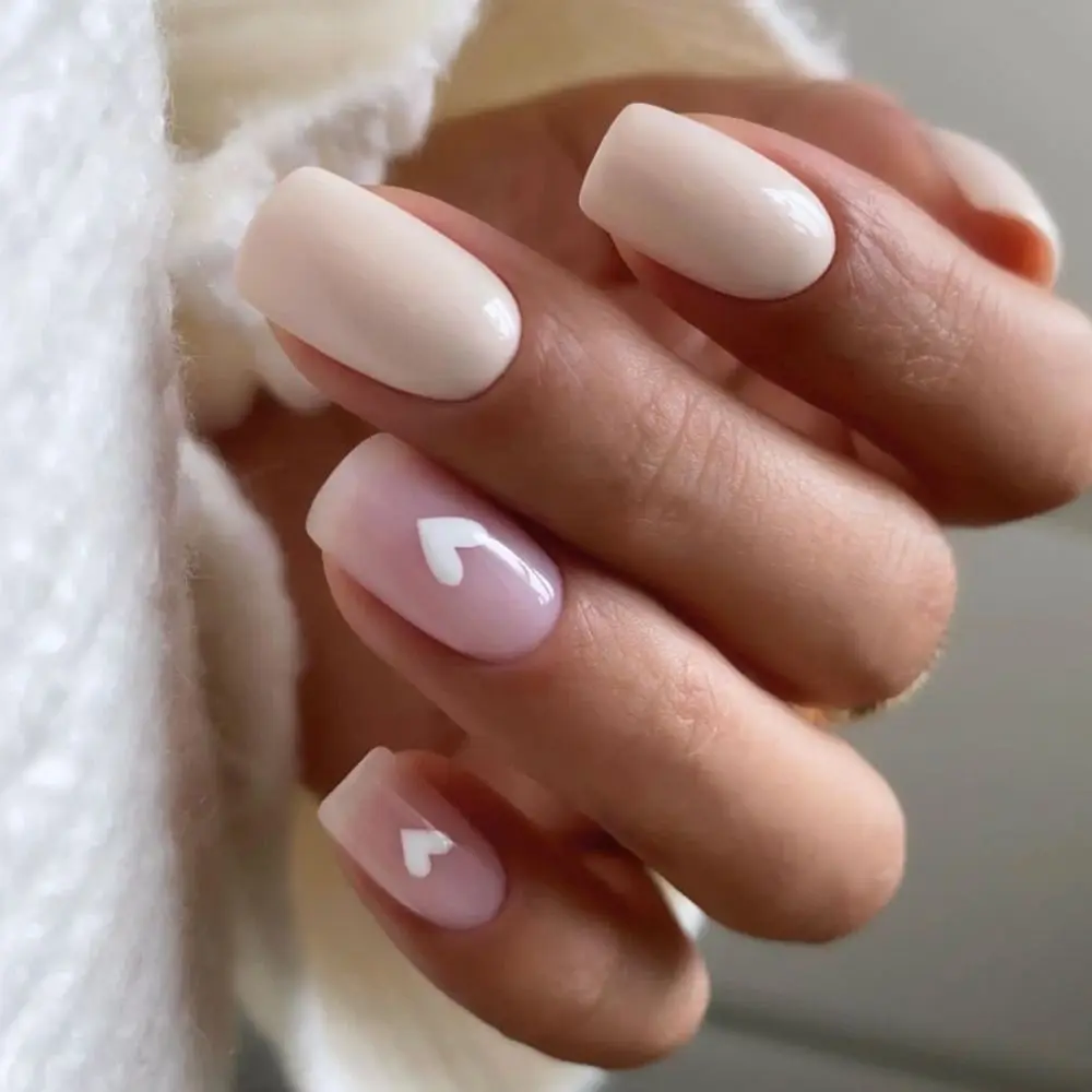 24pcs Head Fake Nails Square Head French Nail Waterproof Faux Medium