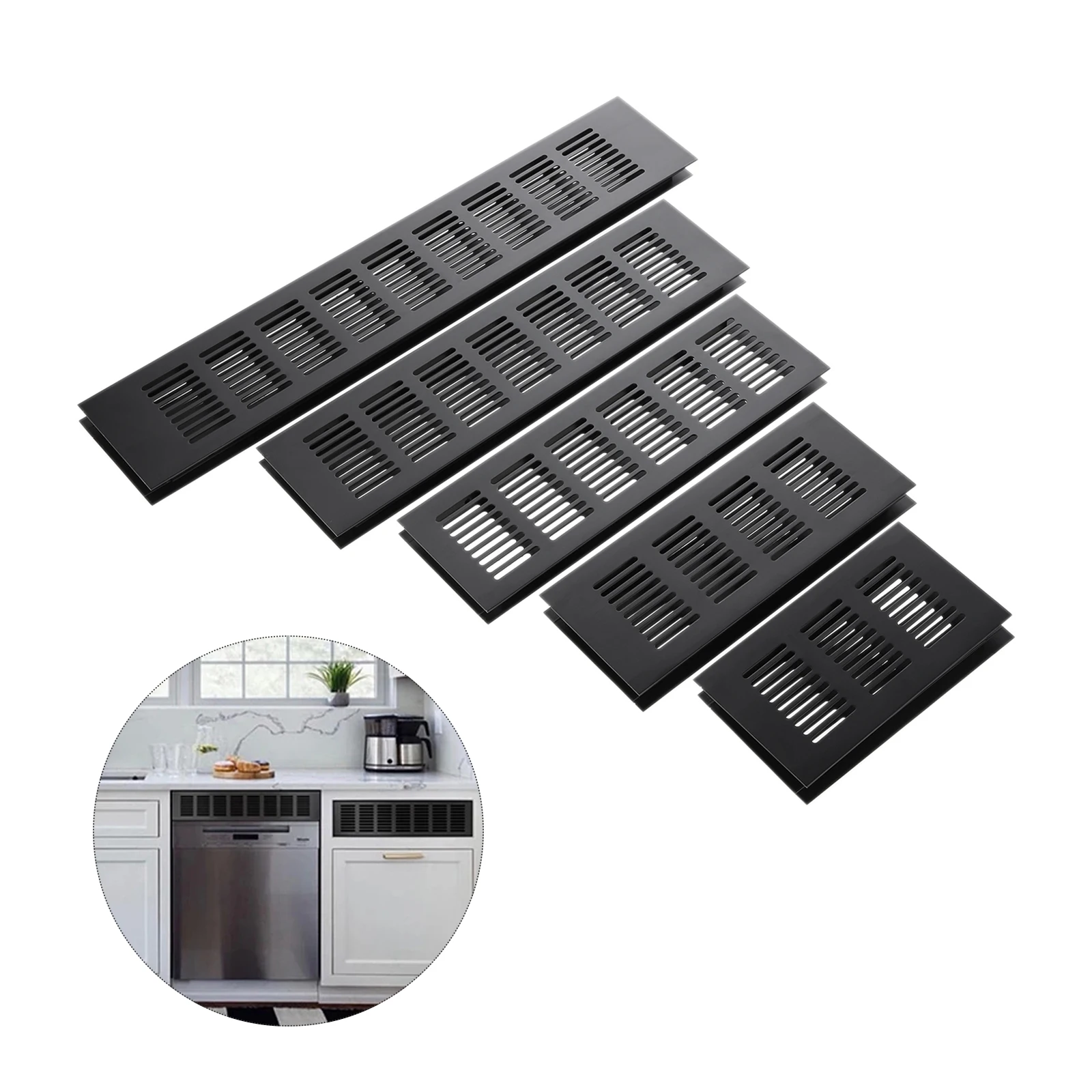 

2Pcs Aluminum Alloy Vents Perforated Sheet Air Vent Perforated Sheet Web Plate Ventilation Grille Vents Perforated Sheet Black