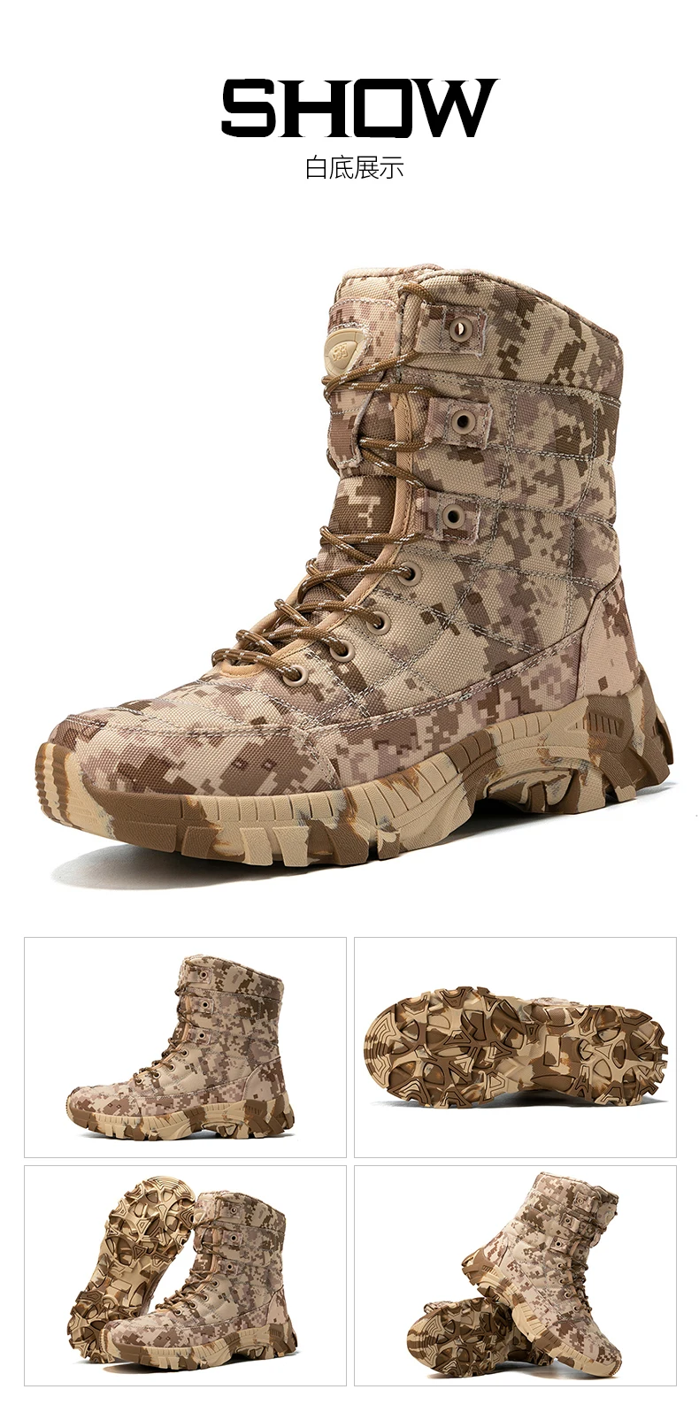 Men Tactical Boot Waterproof Army Work Unisex Climbing Hiking Shoes Anti-Slip Motorcycle Hunting Safety Desert Boot High Quality