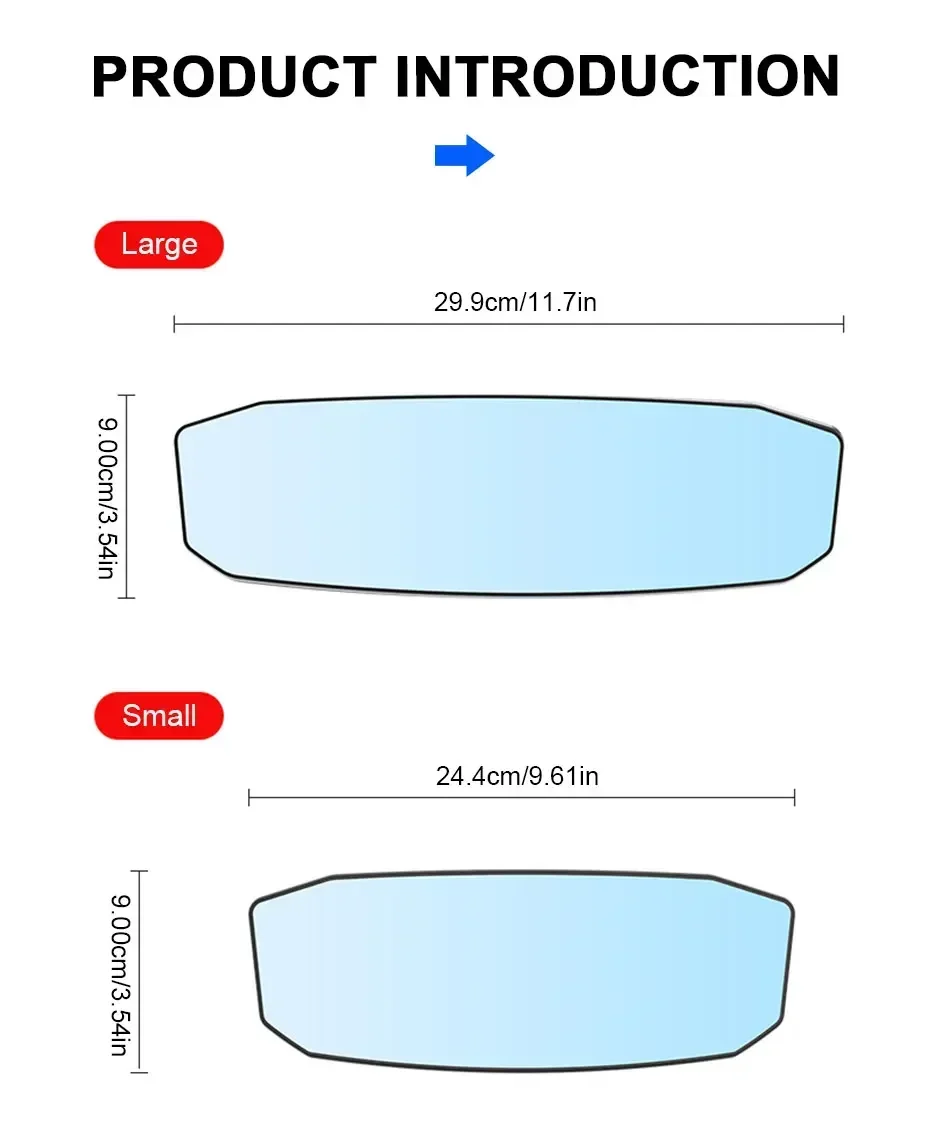 espejo retrovisor de carro espejo retrovisor gran angular HD vidrio 30cmX9cm gran visión Universal pieza de repuesto de espejo automático » espejo retrovisor de carro