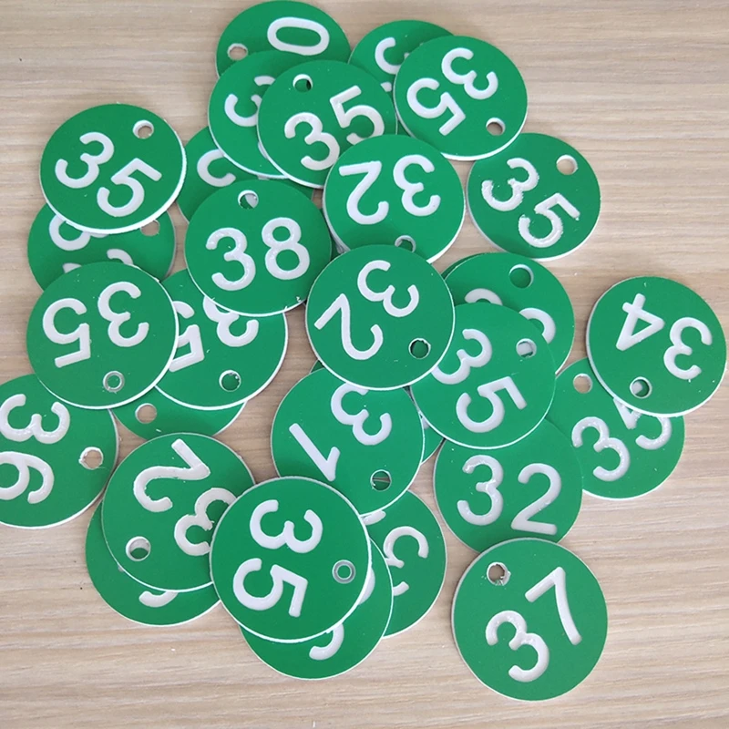 KX4B 100Pcs Plastic Number Tags 1-100 Engraved Number Tag Colored