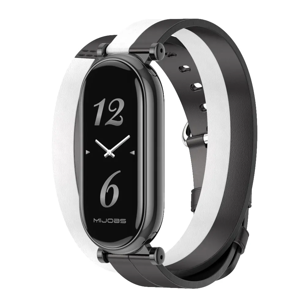 Elegant Leather Double-Loop Smart Watch Wristband Replacement Strap