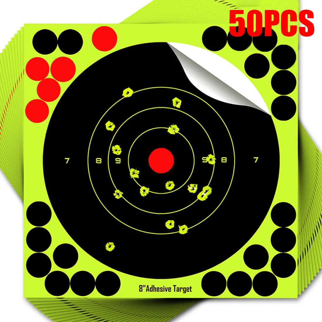 50Pcs Target Practice Reactive Glow Shoting Rifle Florescent Papers For Arrow Bow Practice Shooting Training Outdoor Aim Sticker 10pcs target paper adhesive reactive self stick target sticker bow arrow objective archery practice slingshot shooting training