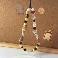 Retro Square Dog Bear Phone Charm CCD Camera Wrist Strap DIY Handmade Beaded Lanyard for Airpods Case 6