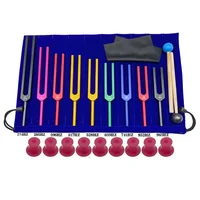 9 Pieces of Colorful Solfeggio Aluminum Alloy Tuning Forks, Tuning Forks for Therapy, Voice Therapy Blue 2