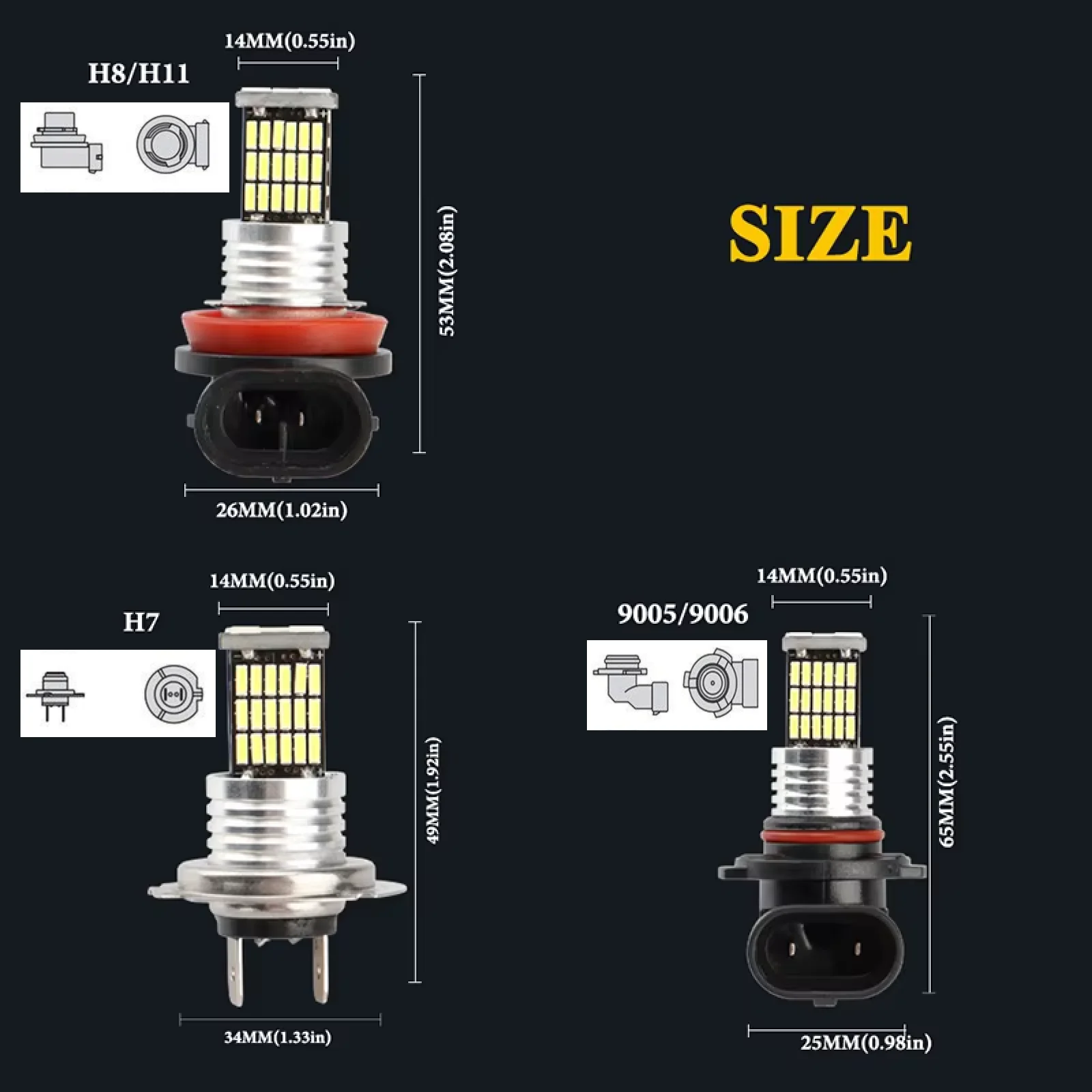Fog Light H7 LED Bulb H8 H9 H11 9005 9006 LED 4014 Chips 45SMD Lens 12V Car Lamps Driving Auto Lamp Super Bright 2PCS led bulb,led fog light,led light