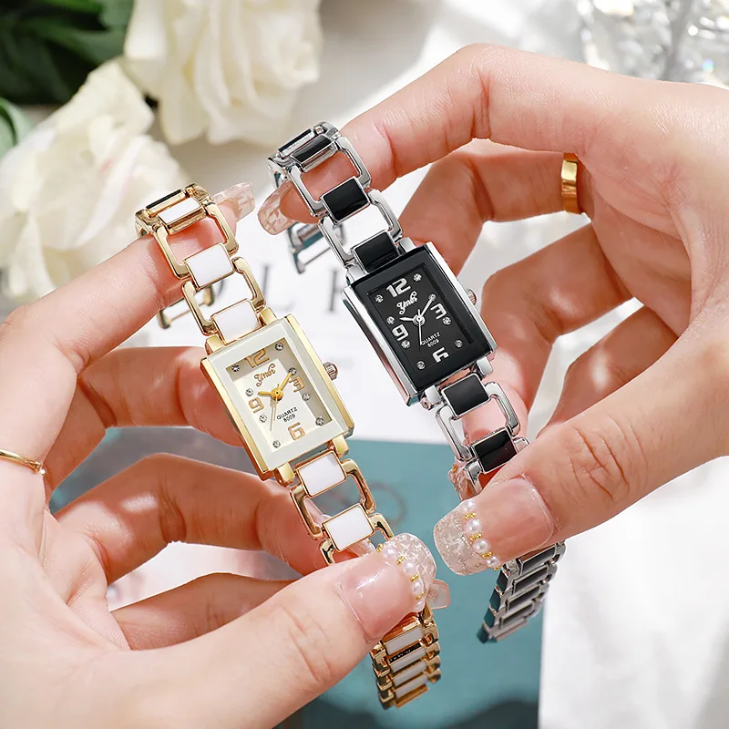 Elegant Women's Quartz Watch - Stylish Square Dial, Alloy Band, Black Strap, Non-Rechargeable Button Battery, Perfect for Casual - 2