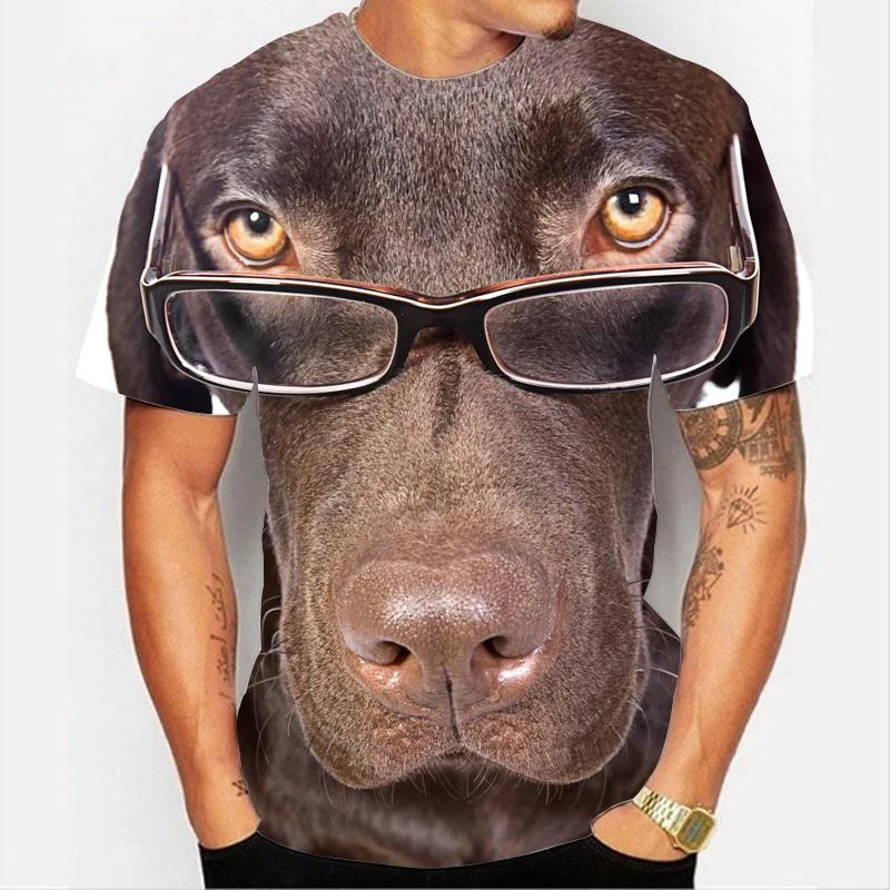 Cute Dog Print Short Sleeve T Shirt for Men and Women
