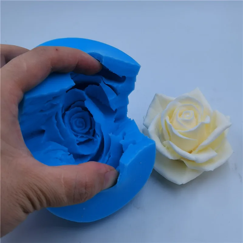 2Pcs Grote Rose Siliconen Zeep Mallen Bloem Hars Kaars Mallen 3D Siliconen Fondant Chocolade Cake Snoep Mallen Diy Hars Kaars Zeep Wax Ambachten Woondecoratie Bakken Tool